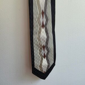 Enrico Capucci Silk Tie Vintage Art Deco Geometric Black Silver Burgundy Mens